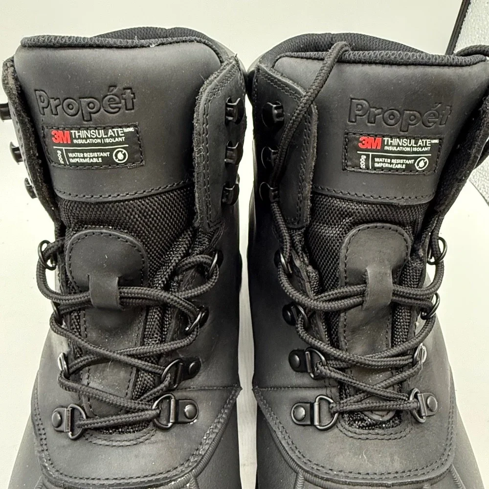 Propet M3789 Mens Black Leather 3M Thinsulate Water Resistant Boots 14 X 3E